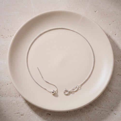 Box Chain Necklace in 925 Sterling Silver, 18 Inch Adjustable