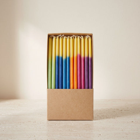 Colorful Hanukkah Candles, Beeswax Blend, Fits Standard Menorahs