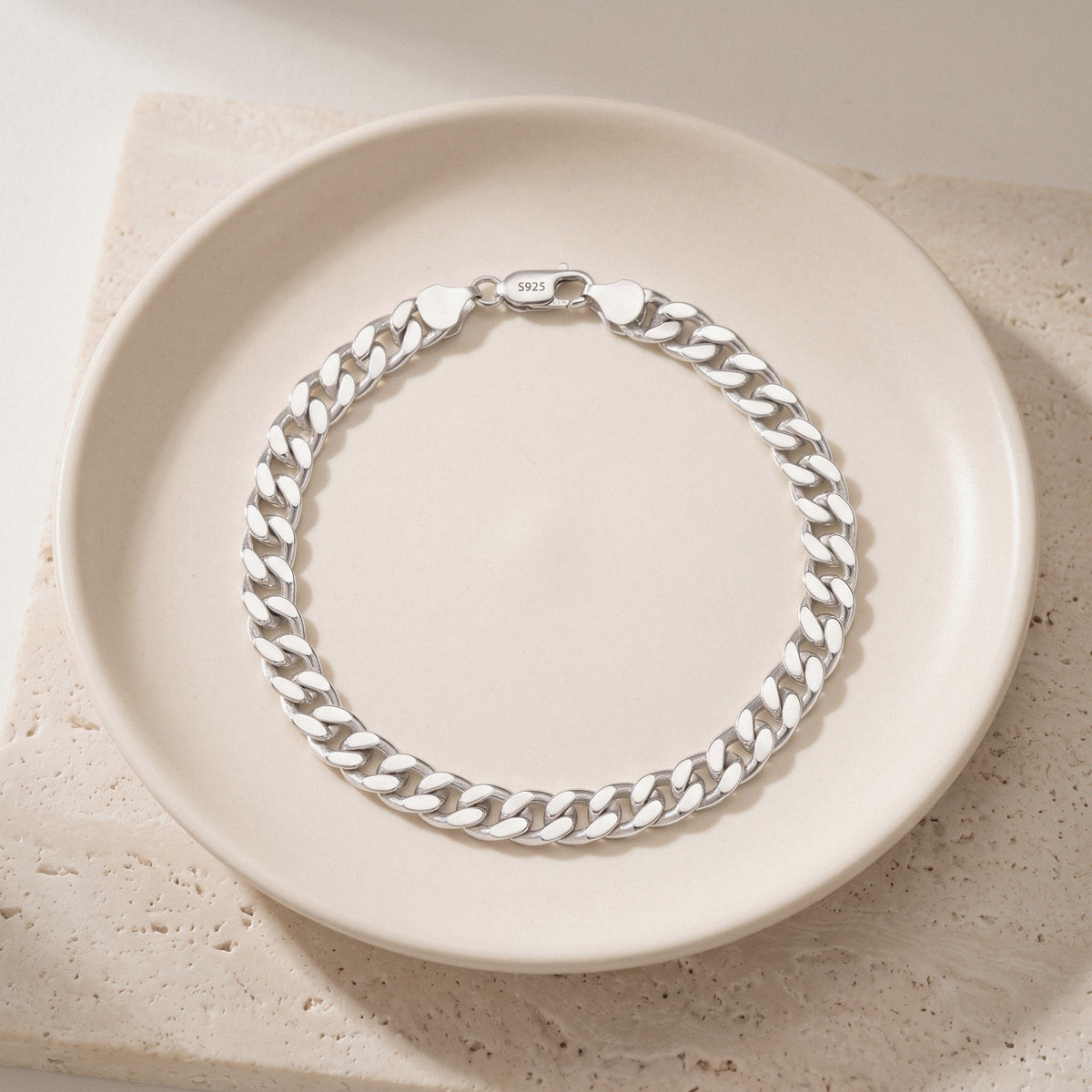 Cuban Link Bracelet in 925 Sterling Silver, 4 mm