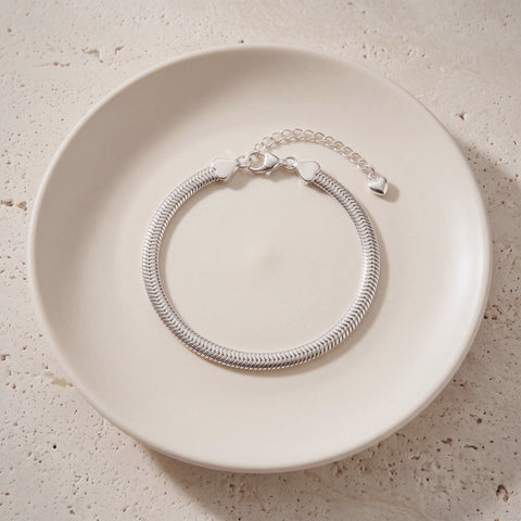 Flat Snake Chain Bracelet in 925 Sterling Silver, 5-6 mm