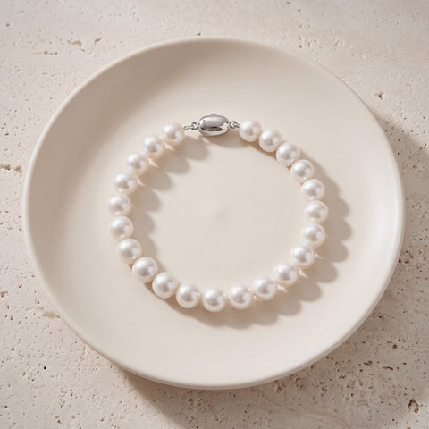 Freshwater Pearl Bracelet with 925 Sterling Silver Clasp, 7-8 mm
