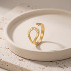 Hammered Open Circle Ring in Gold-Plated or Silver Stainless Steel - Gold