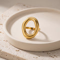 Large Hollow Oval Ring in Gold-Plated or Silver Stainless Steel - Gold