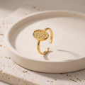 Textured Oval Signet Ring in 18K Gold-Plated Stainless Steel