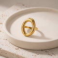 Small Hollow Oval Ring in 18K Gold-Plated Stainless Steel