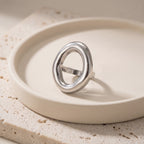 Large Hollow Oval Ring in Gold-Plated or Silver Stainless Steel - Silver