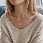 Petite Star of David Necklace in 925 Sterling Silver - Gold, Pavé - everyday wear
