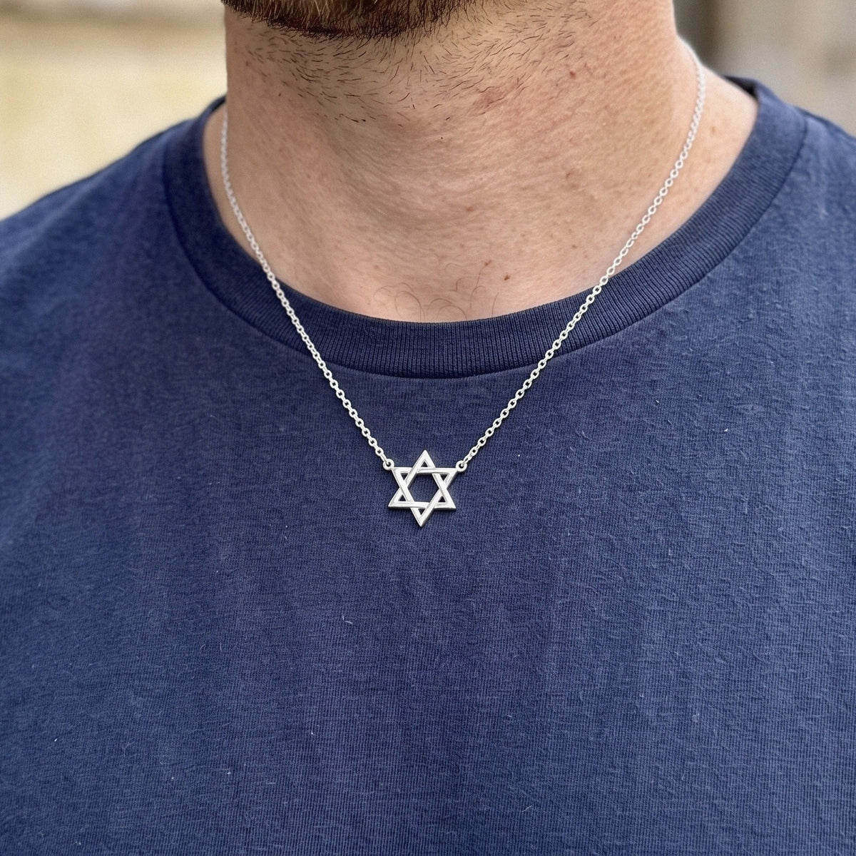 Interlocked Star of David Necklace in 925 Sterling Silver - everyday wear