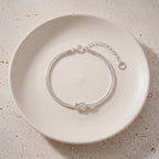 Knotted Snake Chain Bracelet in 925 Sterling Silver, Double Strand