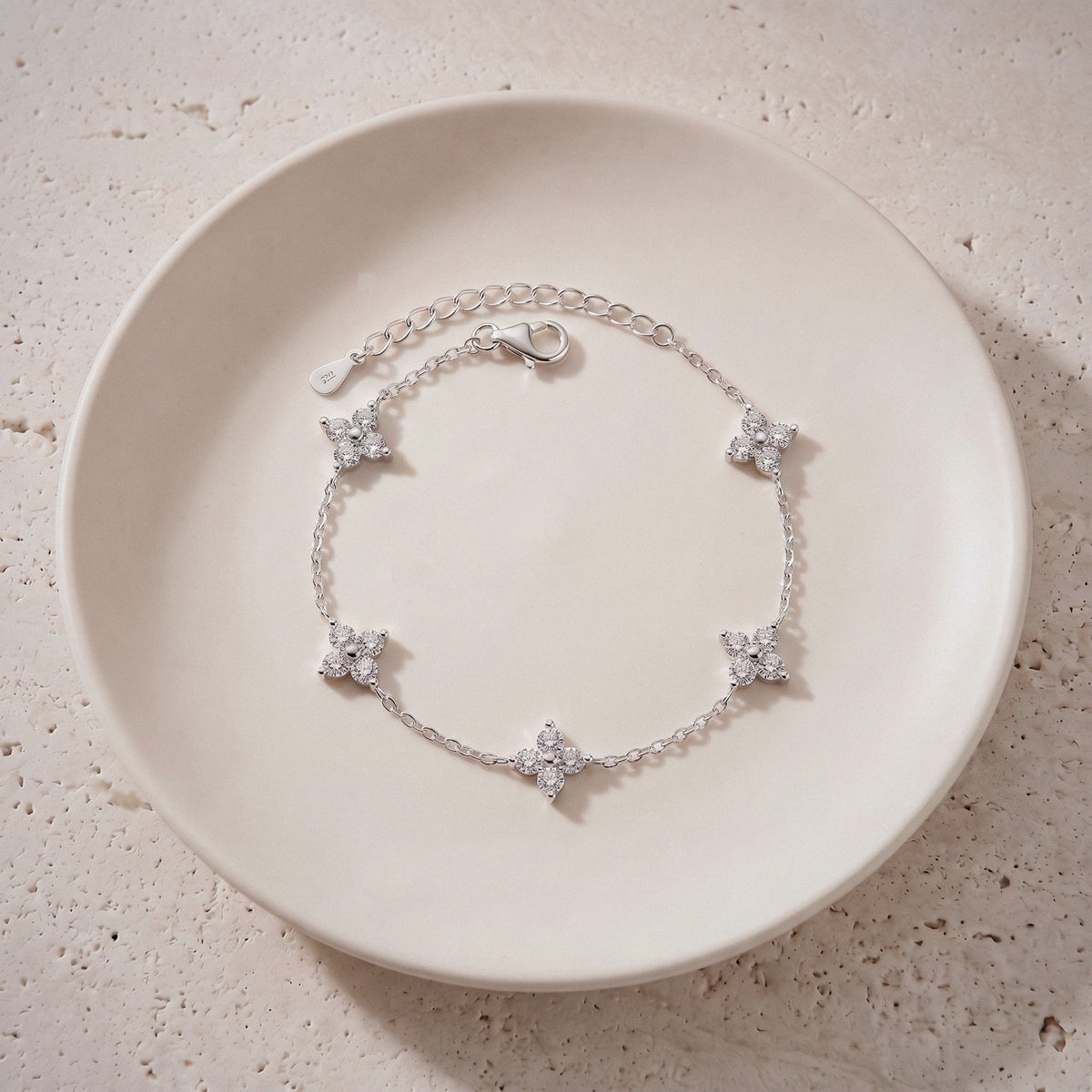 Moissanite Star Station Bracelet in 925 Sterling Silver