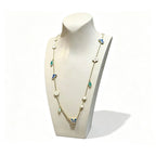 Butterfly & Flower Station Necklace in 925 Sterling Silver, Mother-of-Pearl Enamel