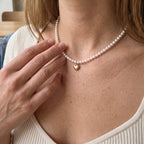 Pearl Heart Necklace Shell Pearl Strand Gold Heart - everyday wear