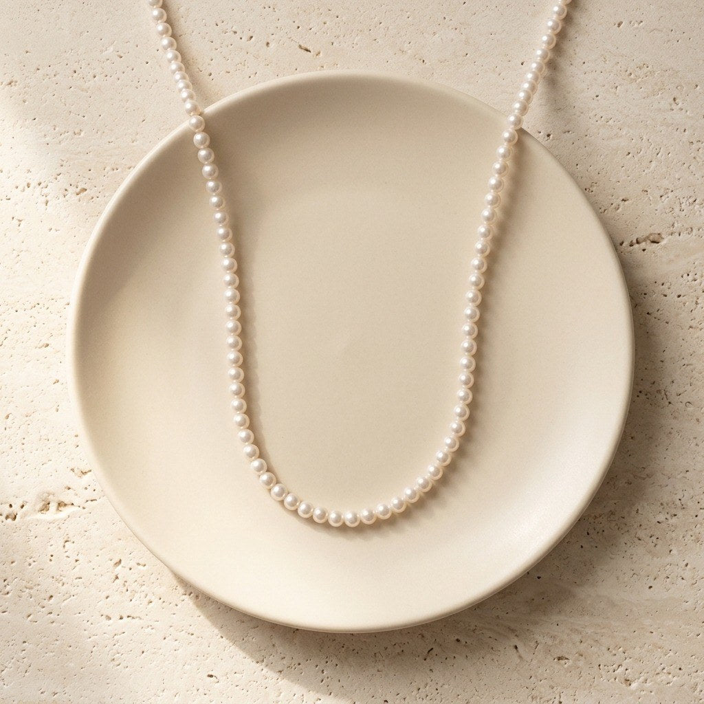 Pearl Necklace In Sterling Silver Crystal Pearl Strand