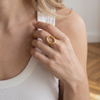 Small Hollow Oval Ring in 18K Gold-Plated Stainless Steel - everyday wear 2