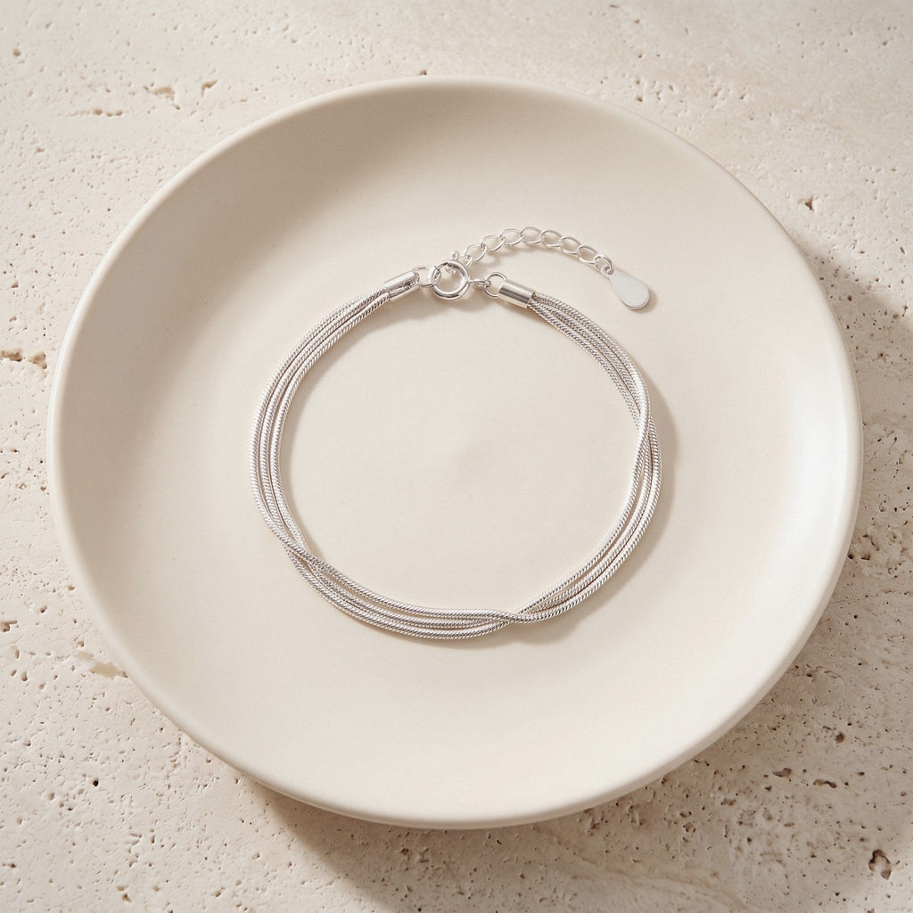 Three-Strand Snake Chain Bracelet in 925 Sterling Silver