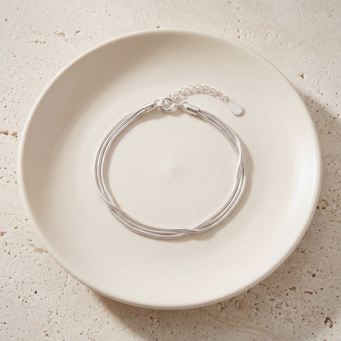 Three-Strand Snake Chain Bracelet in 925 Sterling Silver
