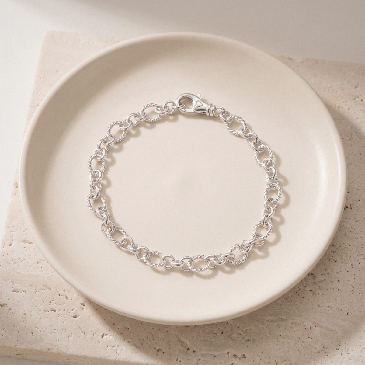 Twist Link Chain Bracelet in 925 Sterling Silver