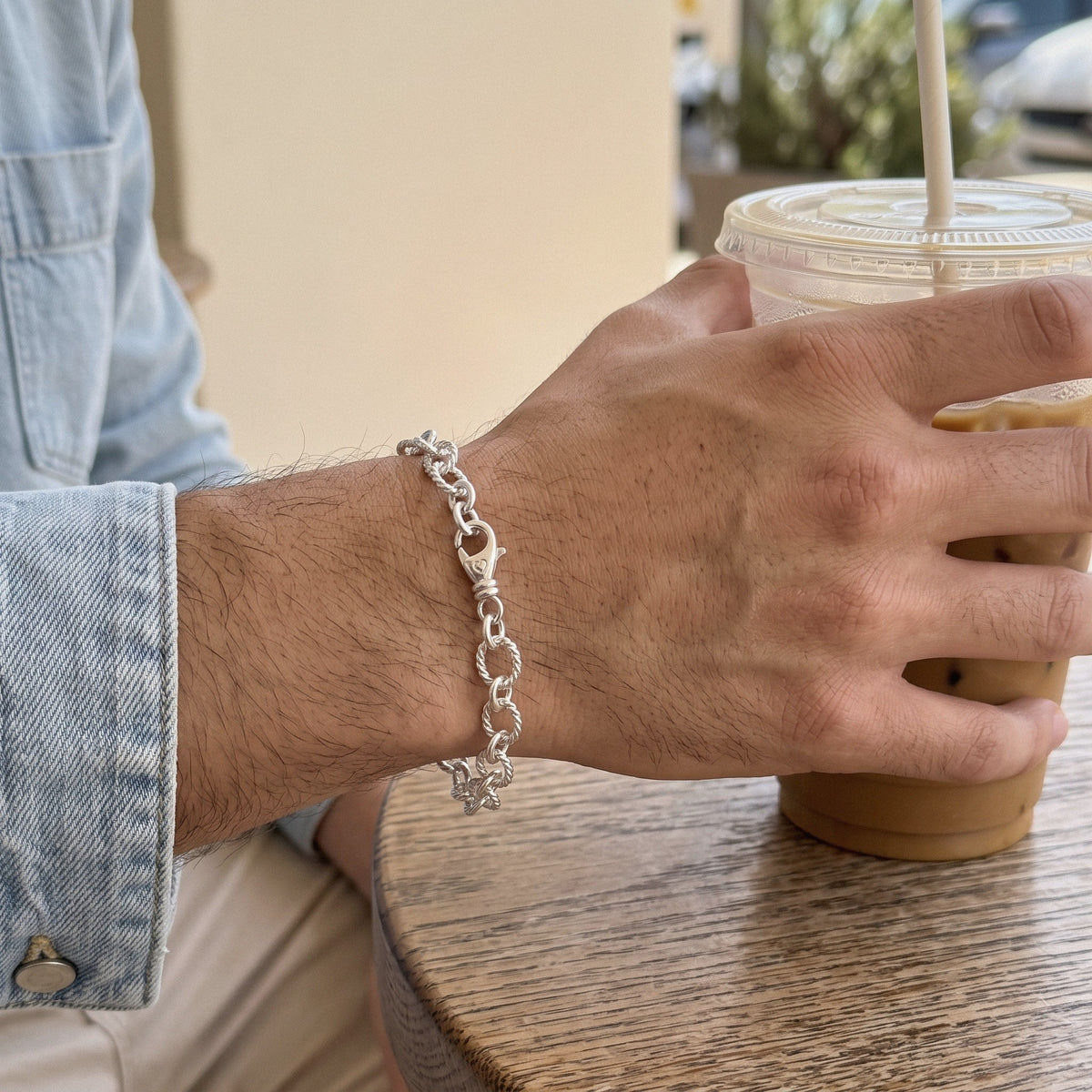 Twist Link Chain Bracelet in 925 Sterling Silver - everyday wear
