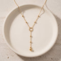 Y Necklace with Ball Beads in 18K Gold-Plated Stainless Steel - Gold