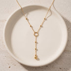 Y Necklace with Ball Beads in 18K Gold-Plated Stainless Steel - Gold