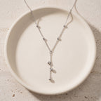 Y Necklace with Ball Beads in 18K Gold-Plated Stainless Steel - Silver-Tone